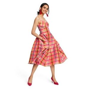 Plaid Sleeveless V-Neck Silk Dress - Isaac Mizrahi